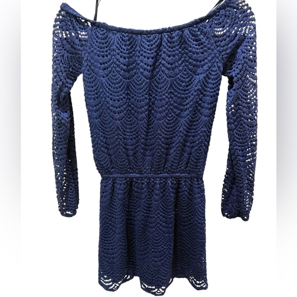 Lilly Pulitzer Lana Skort Romper True Navy Scalloped Lace XXS - Picture 2 of 6